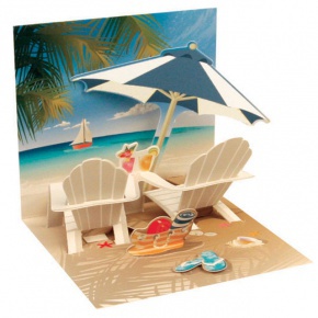 Popshots képeslap, mini, tengerpart pálmafával
