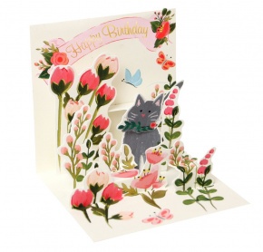 Popshots képeslap, mini, cica virágokkal