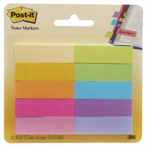 3M Post-it öntapadós jelölőlapok (15x50 mm, 10x50 lap) vegyes színek