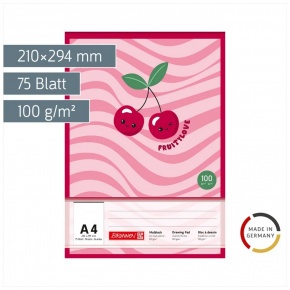 Baier Brunnen rajzlaptömb, A4, 75lap, 100g, rózsaszín, cseresznyés, Fruity Love (6)
