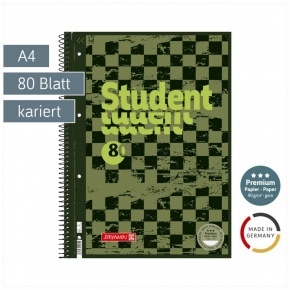 Baier Brunnen spirálfüzet, A4, négyzethálós, 90g/m2, 80lap, olajzöld, Fast Wheels (6)