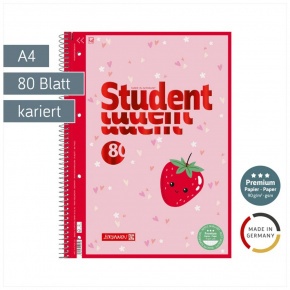 Baier Brunnen spirálfüzet, A4, négyzethálós, 90g/m2, 80lap, rózsaszín, epres, Fruity Love (6)