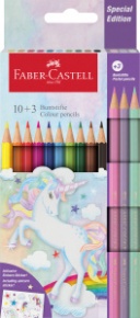 Faber-Castell Színesceruza készlet, 10db+3db pasztell, matricával, unikornis