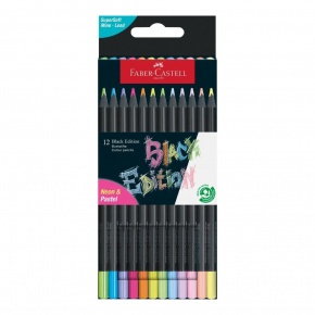Faber-Castell Színes ceruza készlet 12db-os Black Edition fekete test pasztell+neon