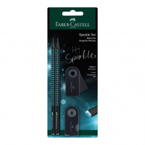 Faber-Castell Gr.ceruza szett Grip Sparkle (2db+mini hegyező+mini radír) BL Sparkle Line, Black-Ocean