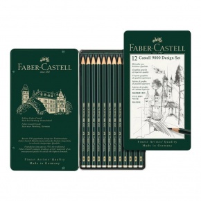 Faber-Castell Art & Graphic Castell 9000 grafit design szett 12 db fém dob. (5H-5B)