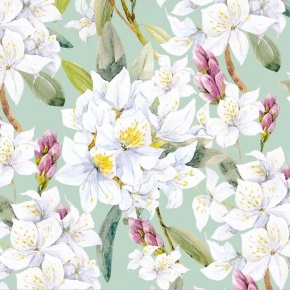 Artebene szalvéta (3-rét. 33x33 cm, 20db), fehér virágok, halvány zöld 2022