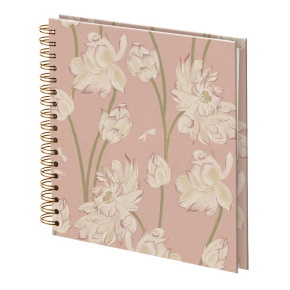 Rössler fotóalbum/scrapbook (23x23 cm, 30 lap, spirál) púder, fehér virágos (6)
