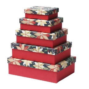 Rössler ajándékdoboz (19,5x26,5x8 cm) bordó, fekete, arany virágos karácsonyi (5)