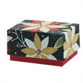 Rössler ajándékdoboz (mini, 8,7x6x5 cm) bordó, fekete, arany virágok Noel karácsonyi (5)