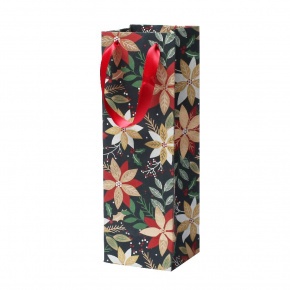 Rössler italtasak (35x11,5x9,5cm) fekete, arany virágok Noel karácsonyi (5)