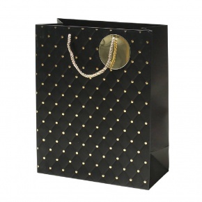 Rössler ajándéktasak (26x32x12 cm) fekete, arany pöttyös, Look&Feel