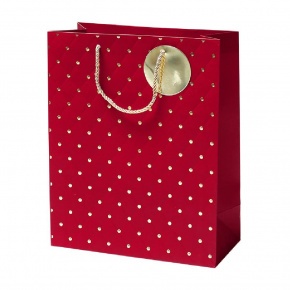 Rössler ajándéktasak (26x32x12 cm) bordó, arany pöttyös, Look&Feel