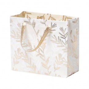 Rössler ajándéktasak (15x13x6 cm) bézs, arany fenyőágas Golden Glow karácsonyi (5)