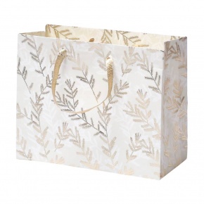 Rössler ajándéktasak (23x18x10 cm) bézs, arany fenyőágas Golden Glow karácsonyi (5)