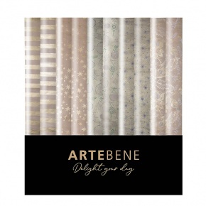 Artebene tekercses csomagolópapír (70x300 cm) rosegold, 5-féle minta, karácsonyi (3)