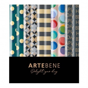 Artebene tek. csomagolópapír (70x300 cm) kék-fehér minták, 5-féle (5)