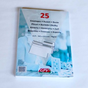 GPV 25-ös csomag, boríték, fehér, öntapadós, 80g, LC/5