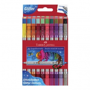 Faber-Castell Glitter Filctoll készlet 10db-os, kétvégű, 20 szín, csillogó (6)