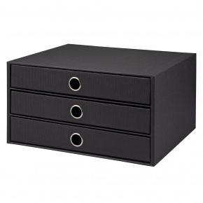 Rössler Soho Tárolódoboz (34,3x25x18,5 cm, A4, 3 fiókos) fekete