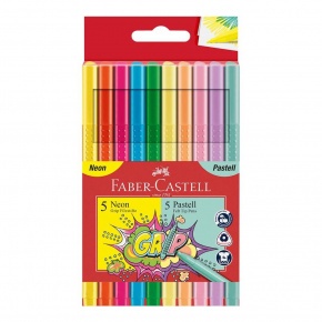 Faber-Castell Filctoll készlet 10db-os GRIP neon/pasztell (5-5db)