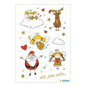 Herma matrica, glitteres angyal, Mikulás, rénszarvas, 2lap/csomag, karácsonyi (6)