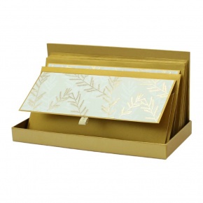 Rössler ajándékutalvány tartó, bézs, arany fenyőágas Golden Glow karácsonyi (5)