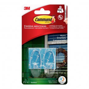 3M Command ovális, kültéri, átlátszó akasztó 2db, + 4db ragasztócsík 7100352253