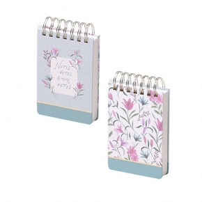 Rössler jegyzettömb (10x15 cm, 384 old, von. spirálos) rózsaszín tav.virágos, Cornwall (6)