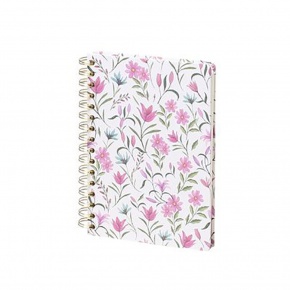 Rössler jegyzetfüzet (A5, 240 old, sima, spirálos) rózsaszín tav.virágos, Cornwall (6)