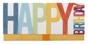 Artebene ajándékutalvány tartó (23x11 cm) Happy Birthday, színes betűk 2022
