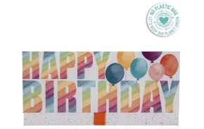 Artebene ajándékutalvány tartó (23x11 cm) Happy Birthday színes feliratos (3)