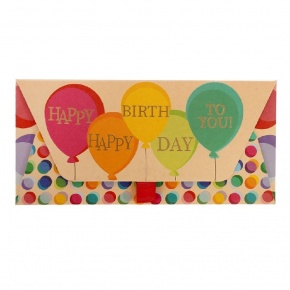 Artebene ajándékutalvány tartó (23x11 cm) színes lufis, Happy Birthday (5)