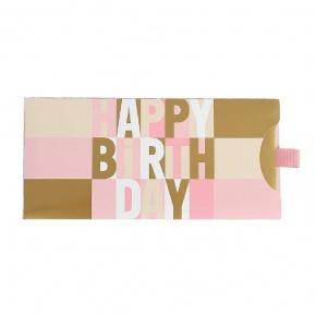 Artebene ajándékutalvány tartó (23x11 cm) Happy Birthday rózsaszín-arany csíkos (6)
