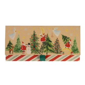 Artebene ajándékutalvány tartó (23x11 cm) kraft, karácsonyi fenyőerdő (6)