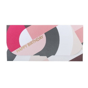 Artebene ajándékutalvány tartó (23x11 cm) szürke-pink mintás, Happy Birthday (6)