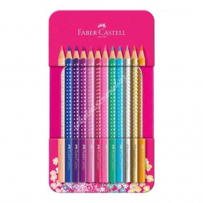 Faber-Castell Színes ceruza készlet 12db-os Sparkle rózsaszín fém dobozban