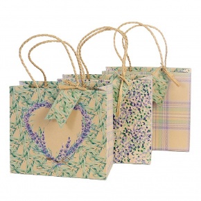 Artebene ajándéktasak (18x16x8 cm) kraft, apró lila virágos (6)