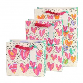 Artebene ajándéktasak (18x16x8 cm) színes szívek (6)