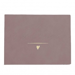 Artebene vendégkönyv (23x18 cm, 72lap), taupe, arany szívvel, vegán bőr (6)