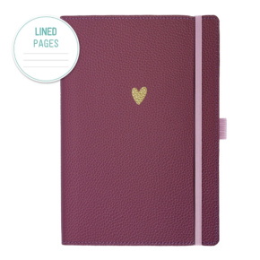 Artebene notesz A5, 72 lap, vonalas, gumipántos, sötétlila, vegán bőr (6)