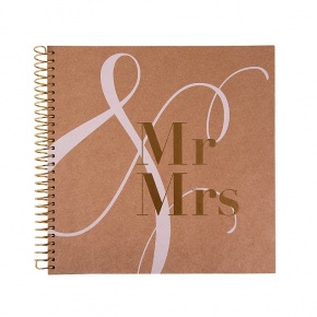 Artebene fotóalbum/vendégkönyv (24x24 cm, 80lap), spirálos, kraft, Mr&Mrs esküvői (4)