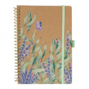 Artebene notesz A5, 72 lap, spirálos, vonalas, gumipántos, kraft, levendulás (6)