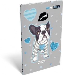 Lizzy Card A6 tűzött zsebnaptár, We love dogs 2024