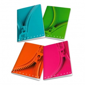 Pigna Monocromo tűzött füzet, A4, 38 lap, vonalas, 4-féle szín, ZIP