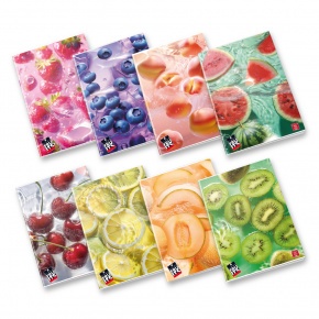 Pigna tűzött füzet, A4, 40 lap, négyzethálós, 8-féle minta, FRUITS