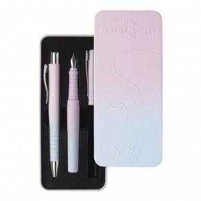 Faber-Castell POLY írószer szett (XB golyóstoll és töltőtoll) rózsaszín-égkék