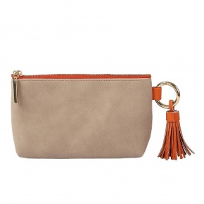 Artebene neszesszer (18x10x5 cm) vegán bőr, taupe-narancs (6)