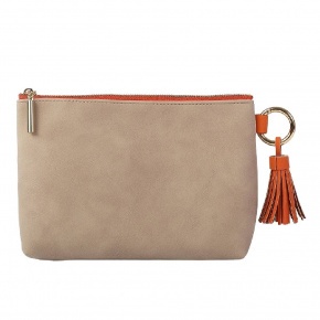 Artebene neszesszer (21x14x8 cm) vegán bőr, taupe-narancs (6)