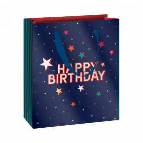 Stewo ajándéktasak (18x8x21 cm) sötétkék, csillagos, Happy Birthday, Starlett (6)
